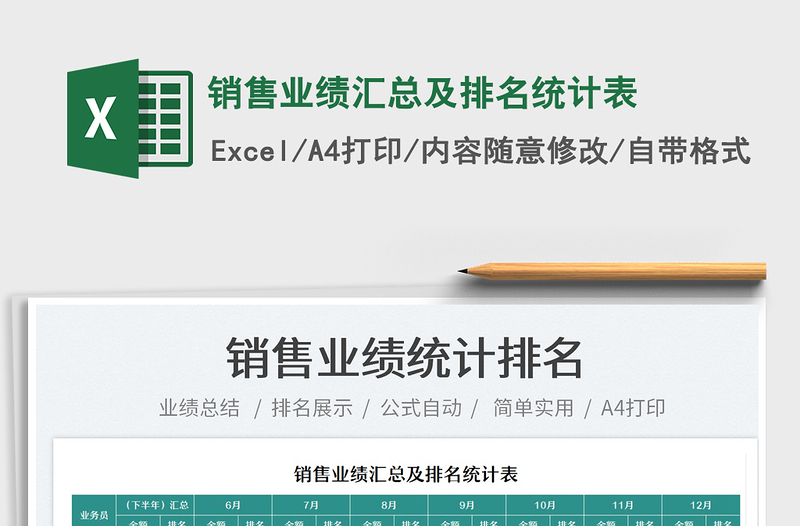 2025销售业绩汇总及排名统计表免费下载