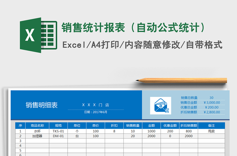 2025年销售统计报表（自动公式统计）