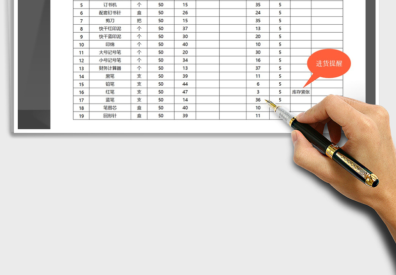 2025年文具库存表（自动统计·进货提醒）