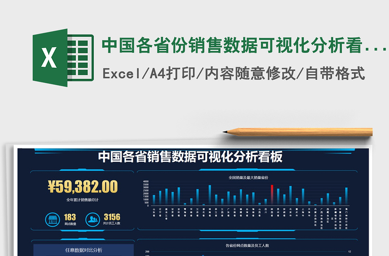 2024年中国各省份销售数据可视化分析看板免费下载