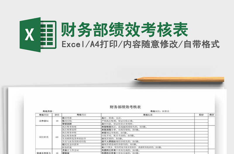 2025年财务部绩效考核表