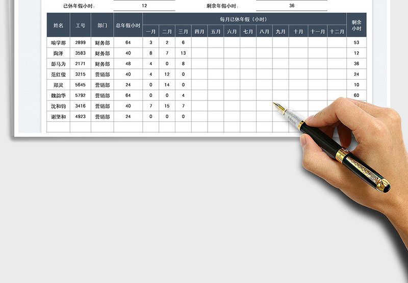 2025员工年假结余统计表免费下载