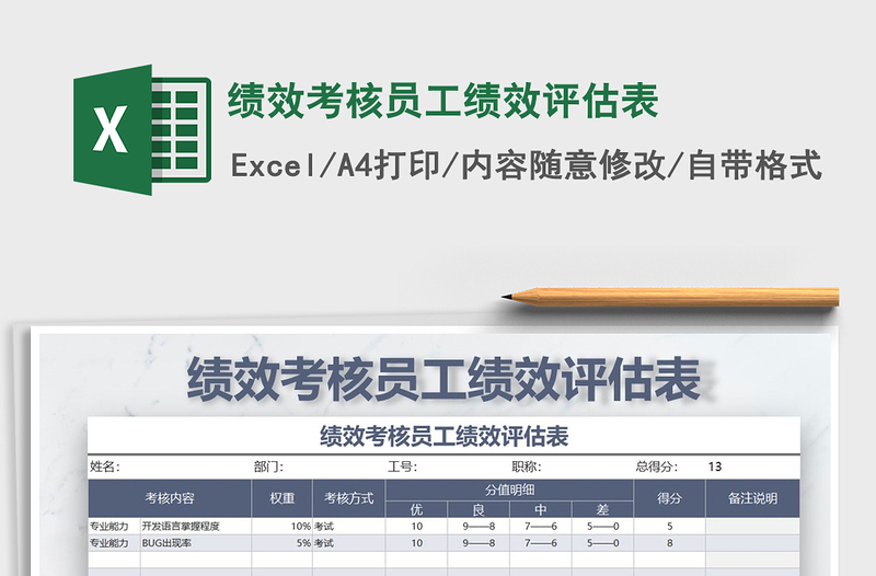 2025年绩效考核员工绩效评估表