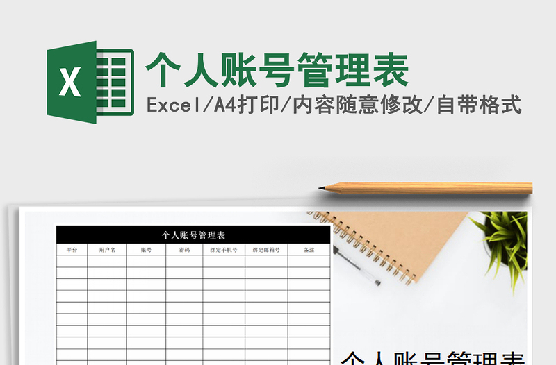 2025年个人账号管理表免费下载