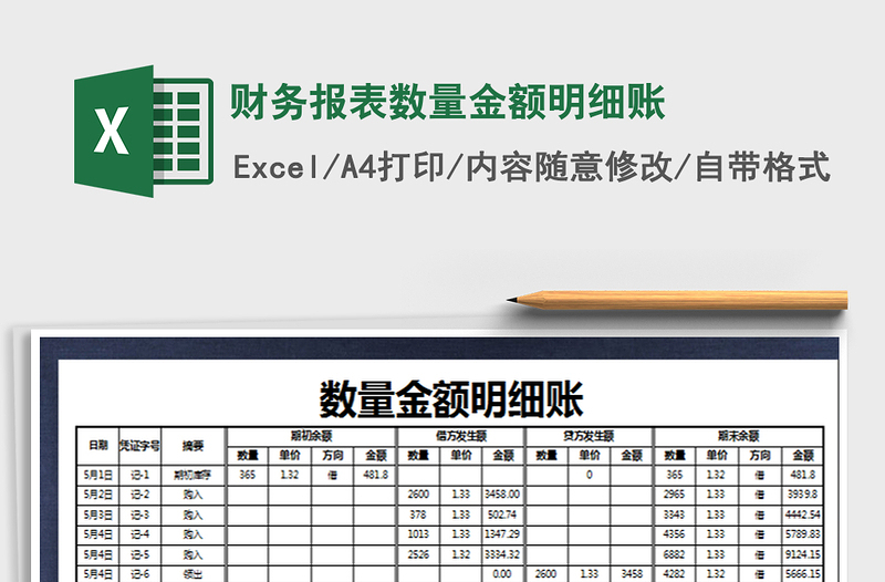 2025年财务报表数量金额明细账