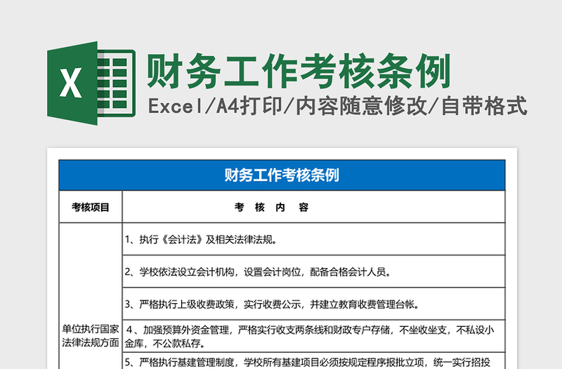 2025财务工作考核条例excel模板