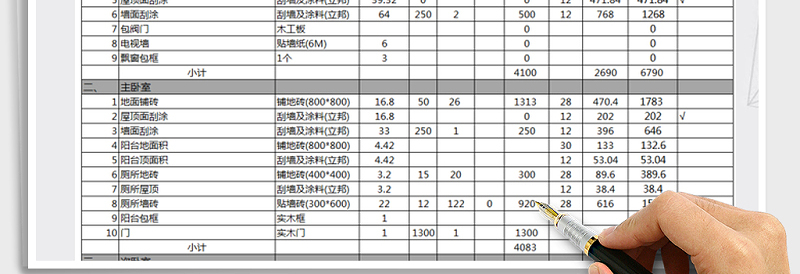 2024年装修预算表
