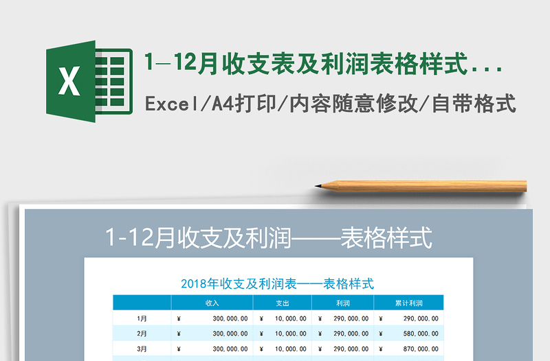 2025年1-12月收支表及利润表格样式（自动累计计算）