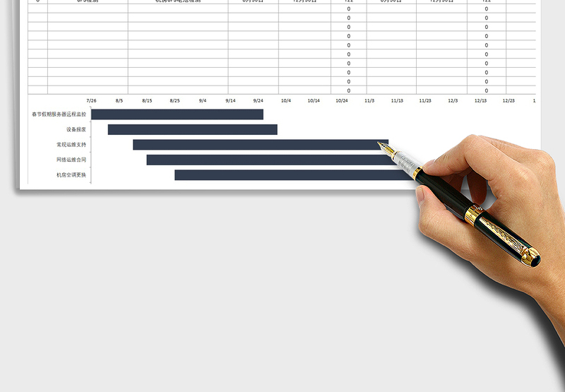 工作计划进度表（自动甘特图）