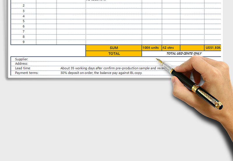 2024年简洁英文报价单模板（含有产品信