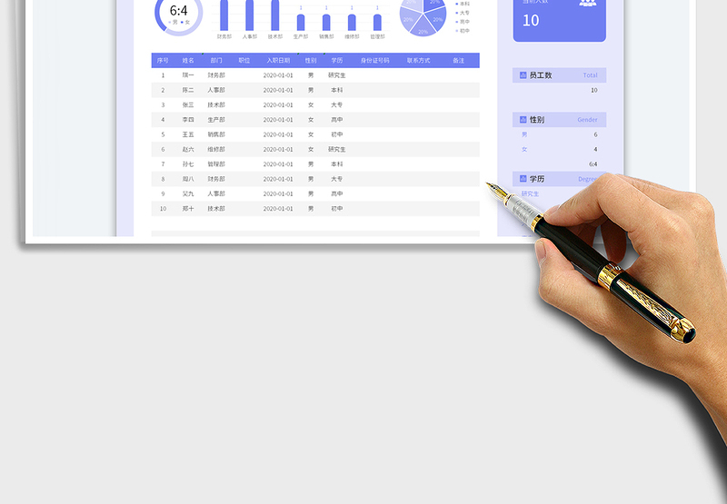 2024员工花名册员工信息统计表exce表格