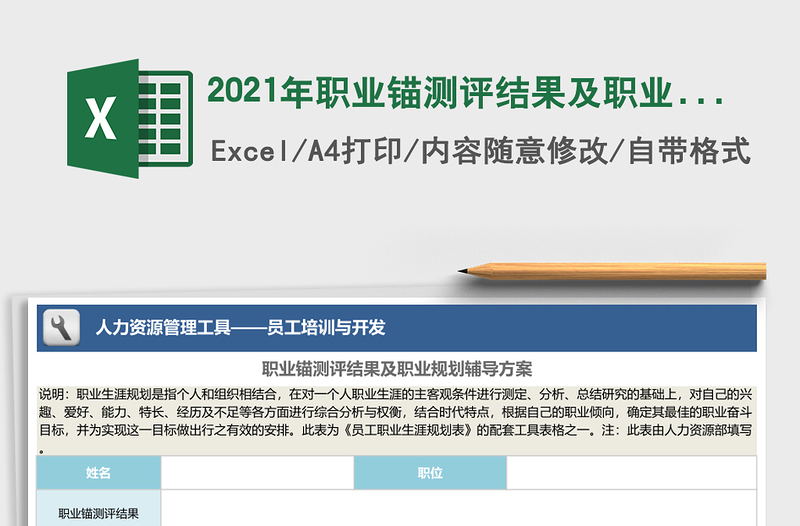 2024年职业锚测评结果及职业规划辅导方案exce表格