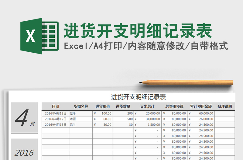 进货开支明细记录表