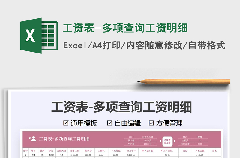 2025工资表-多项查询工资明细免费下载