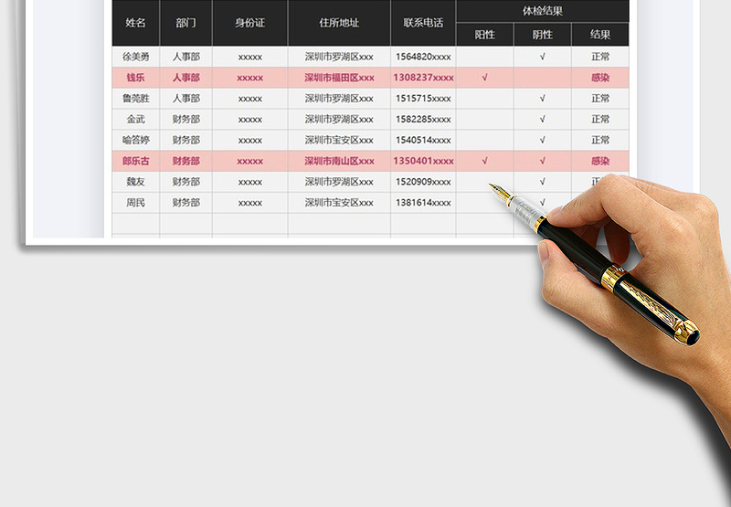 2024年员工核酸检测结果反馈表免费下载