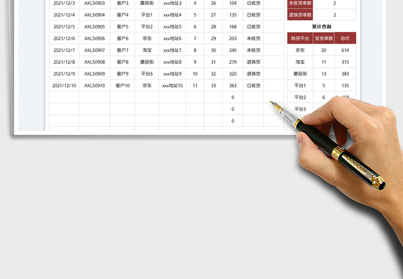 2025网店发货记录表免费下载