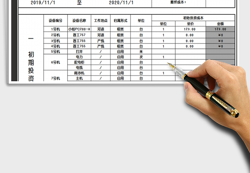 成本核算表