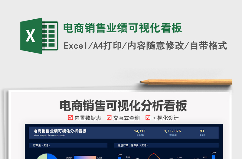 2024电商销售业绩可视化看板exce表格