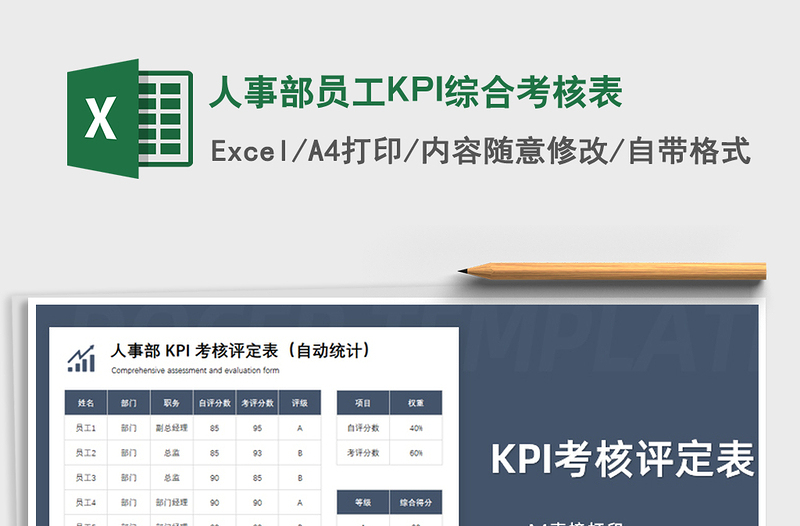 2025人事部员工KPI综合考核表免费下载