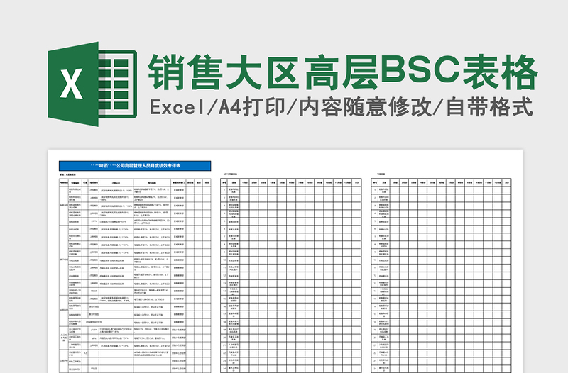 2025销售大区高层BSC表格Excel模板