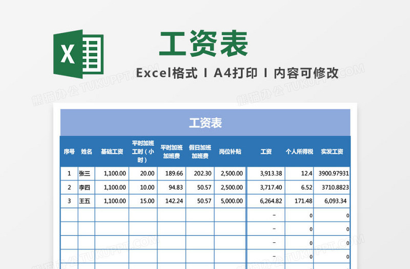 实用工资表(下载带计算公式)