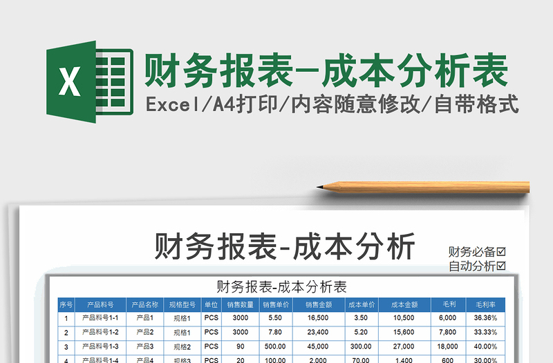 2025年财务报表-成本分析表