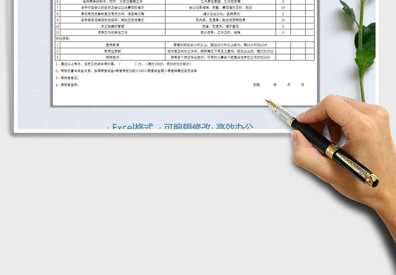 2025年办公室文员考核表