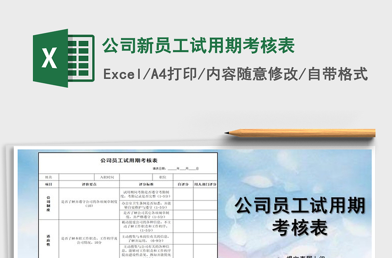 公司新员工试用期考核表