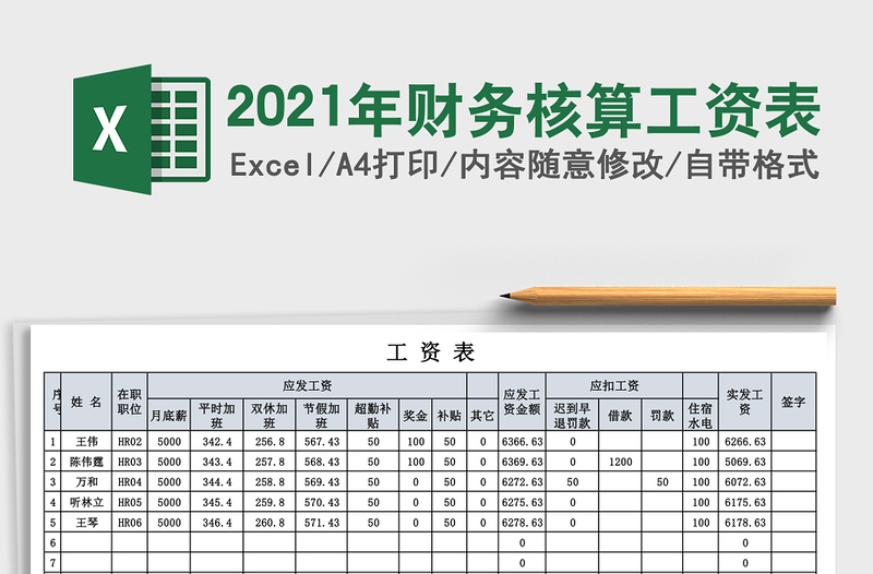 2025年财务核算工资表