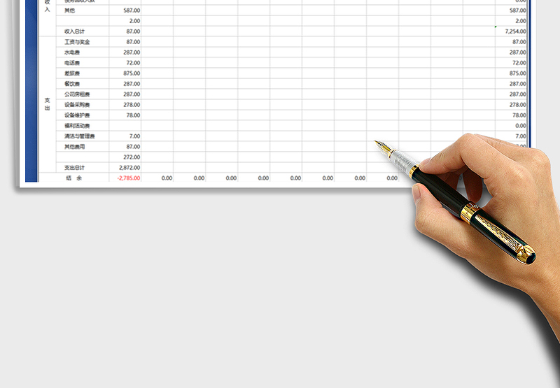 月度收支明细表-财务报表