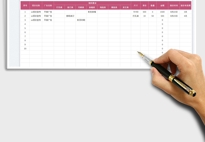 2025广告物料报价单