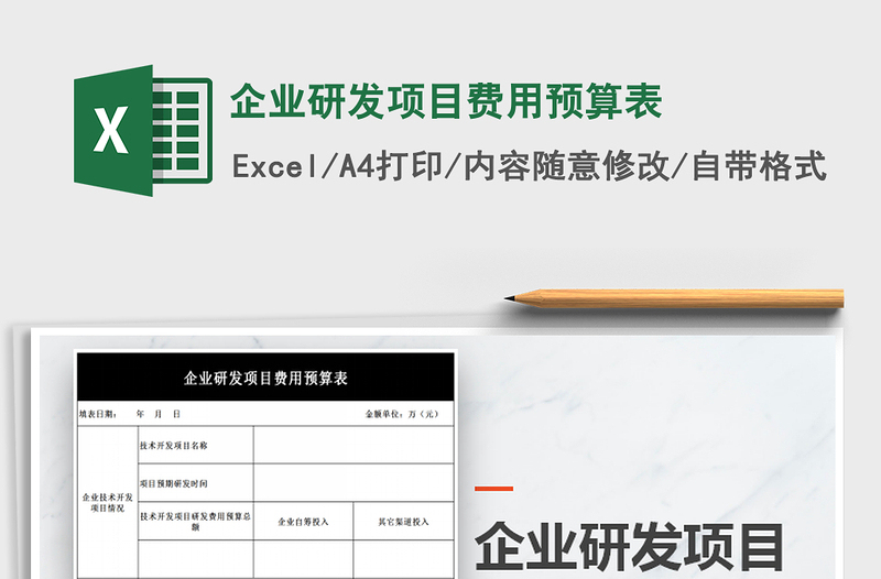2024年企业研发项目费用预算表