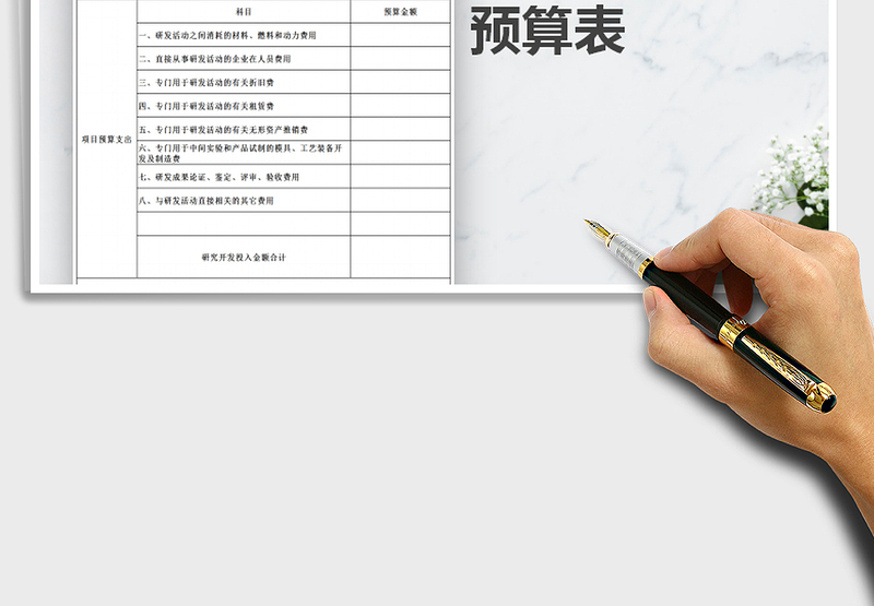 2024年企业研发项目费用预算表