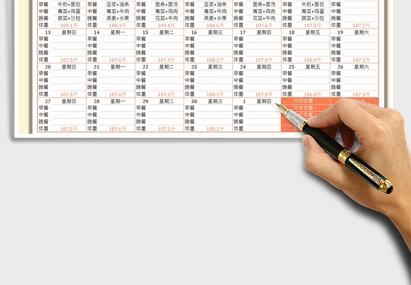 2025减肥记录表免费下载