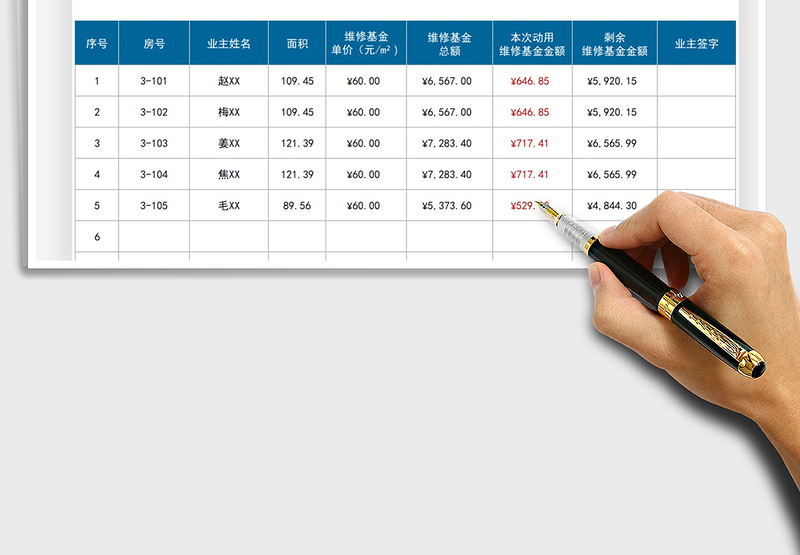 2025维修基金动用签字明细表免费下载
