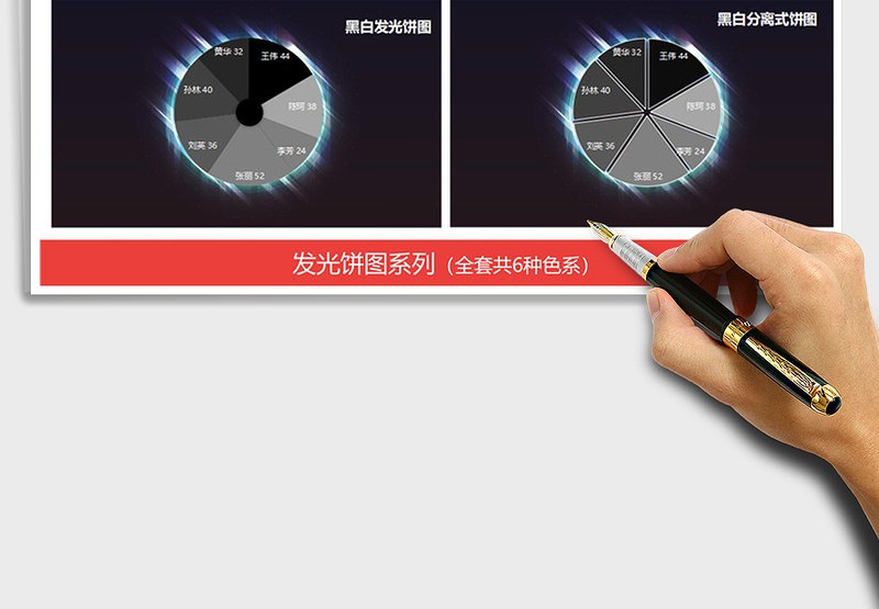 2025年科技感发光色系饼图 图表模板占比分析免费下载