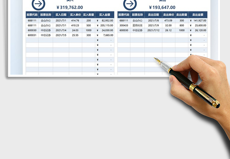 2024股票交易明细记账表excel表格