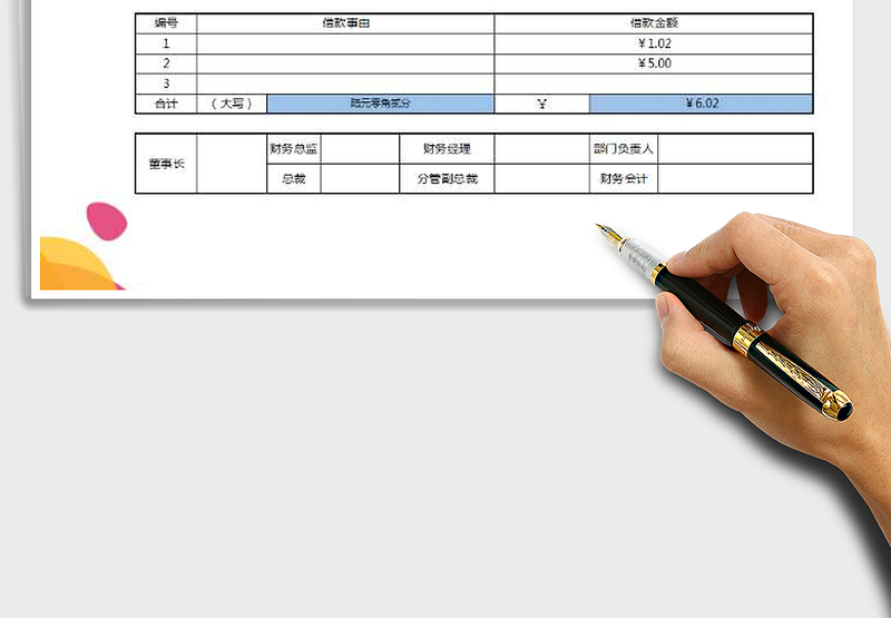 2025年财务常用借款单