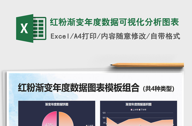 2025红粉渐变年度数据可视化分析图表免费下载