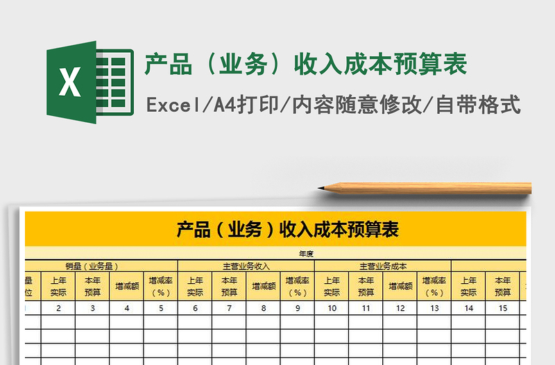 2025年产品（业务）收入成本预算表