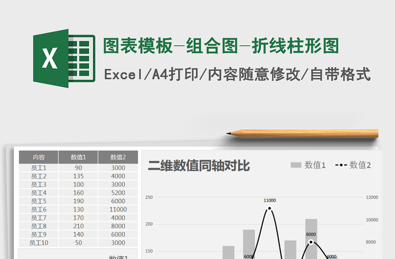 图表模板-组合图-折线柱形图