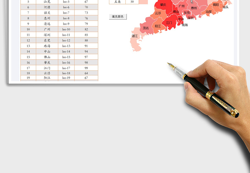 2024年可视化销售区域分布图-(广东）excel表格