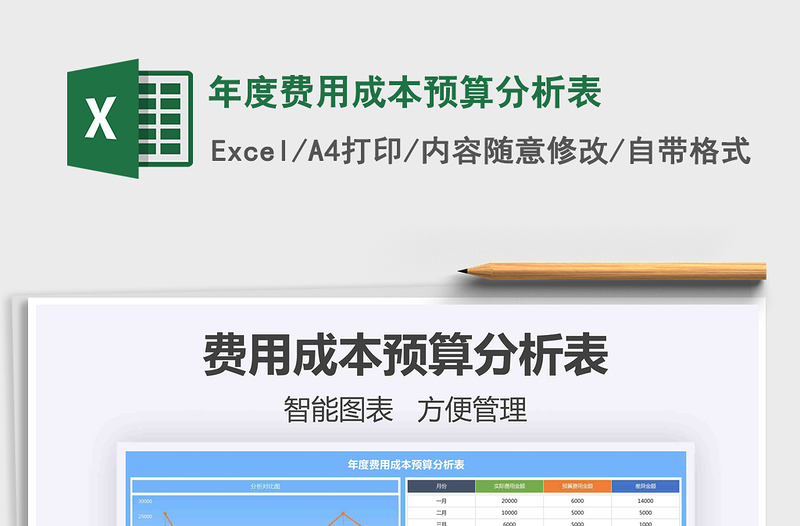 2024年年度费用成本预算分析表免费下载