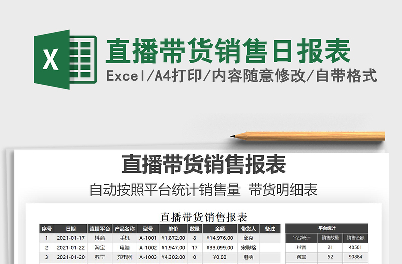 2025年直播带货销售日报表