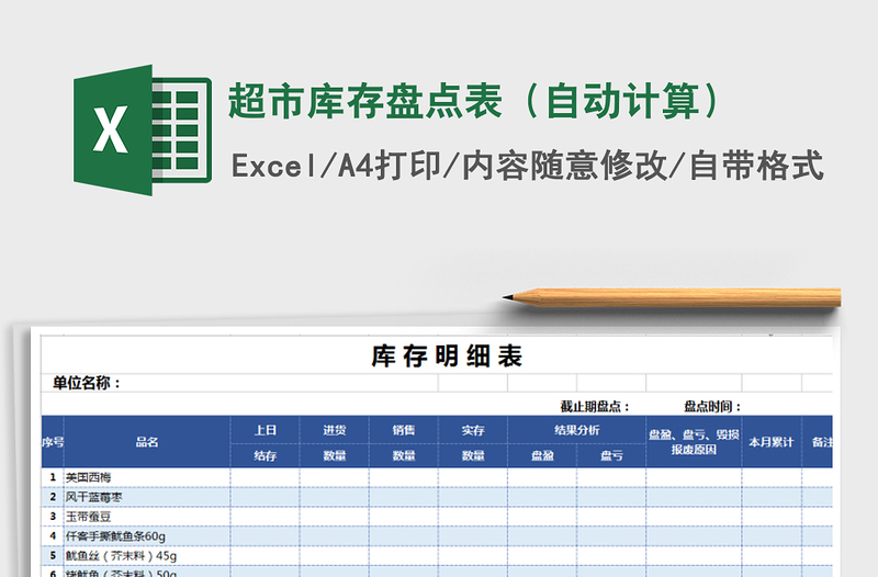 2025年超市库存盘点表（自动计算）