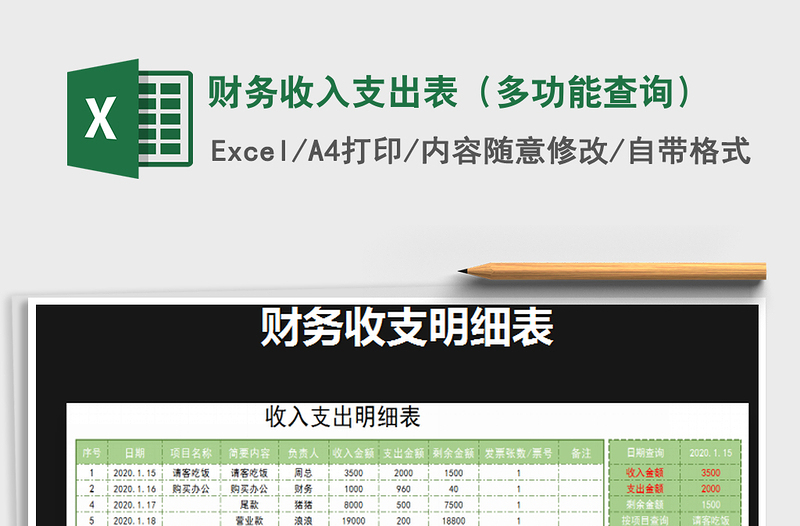 2025年财务收入支出表（多功能查询）