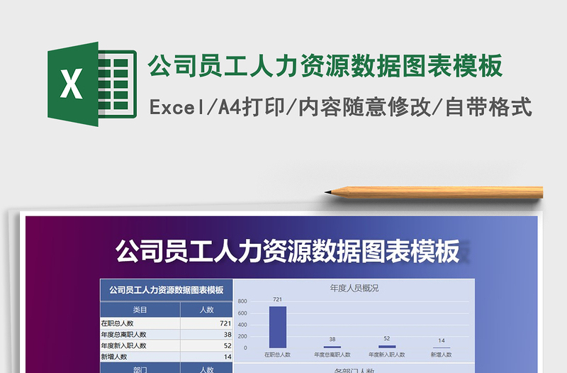 公司员工人力资源数据图表模板