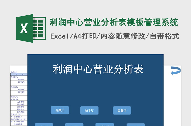 利润中心营业分析表excel模板管理系统下载