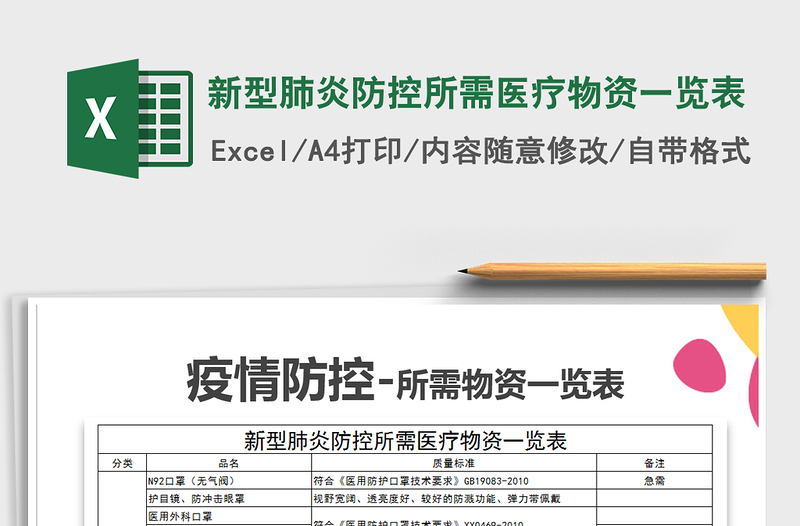 2024年新型肺炎防控所需医疗物资一览表免费下载