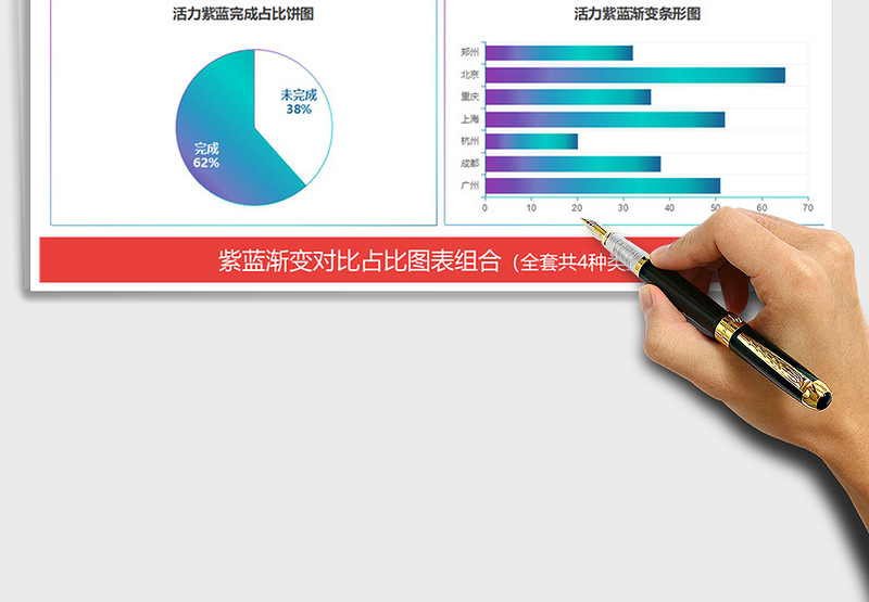 2025年渐变对比占比图表组合 财务营销人力资源